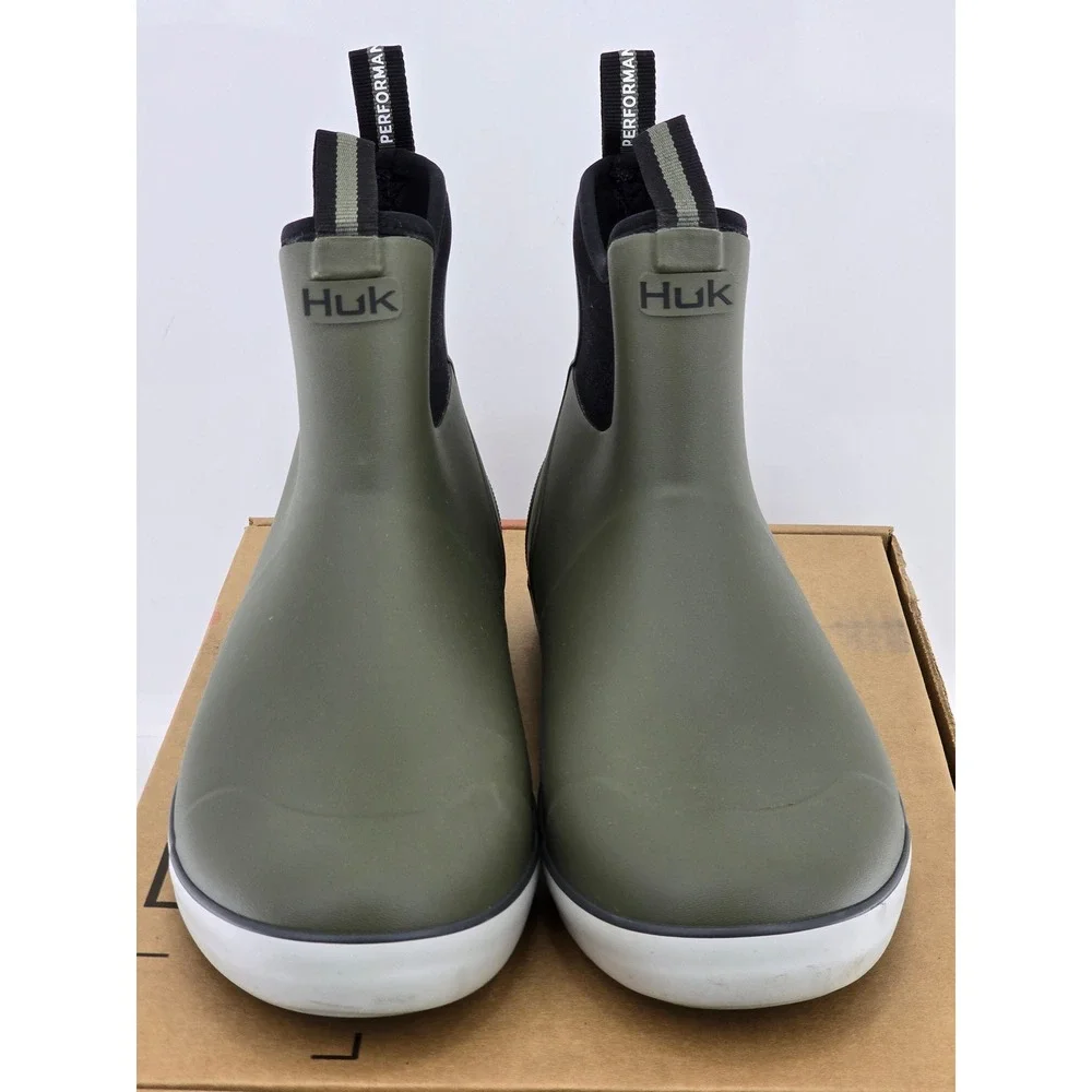 Huk Rogue Wave Fishing Boots Mens Size 13 Green Waterproof Rubber - Excellent